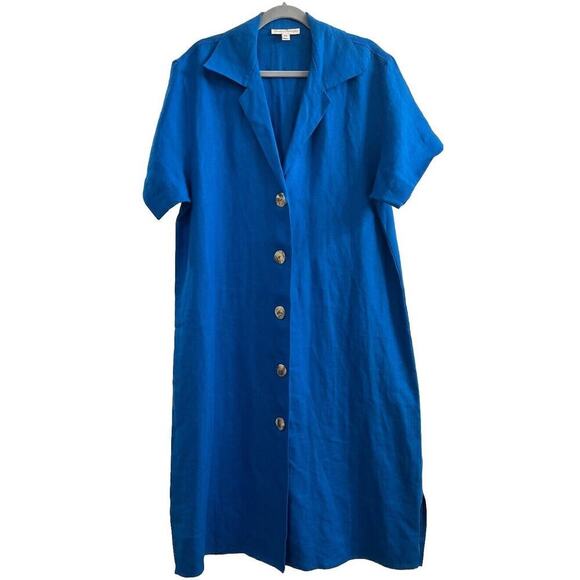 Courtney Washington Women Blue Long 100% Silk Jacket Lagenlook Boho Coastal Med‎ - Picture 3 of 11